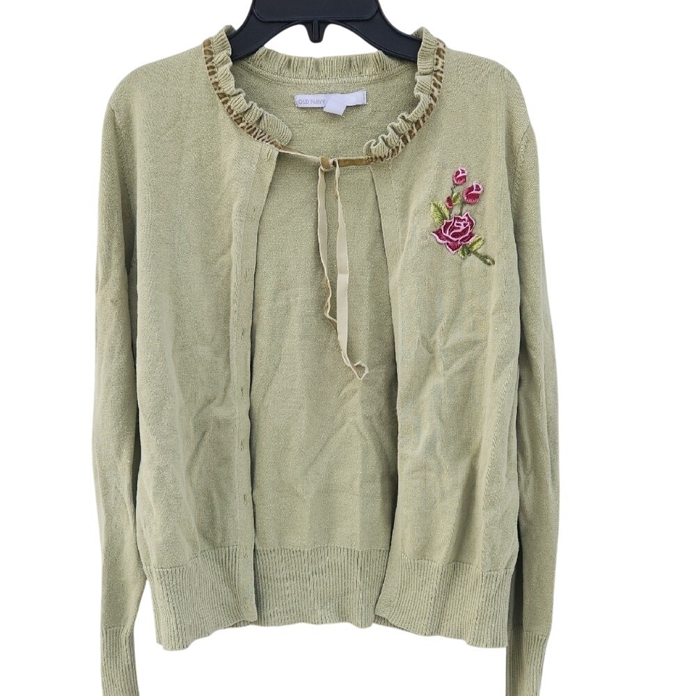 Y2k Vintage Rose Coquette Ballet Grandma Open Sweater Cardigan Cottagecore Large